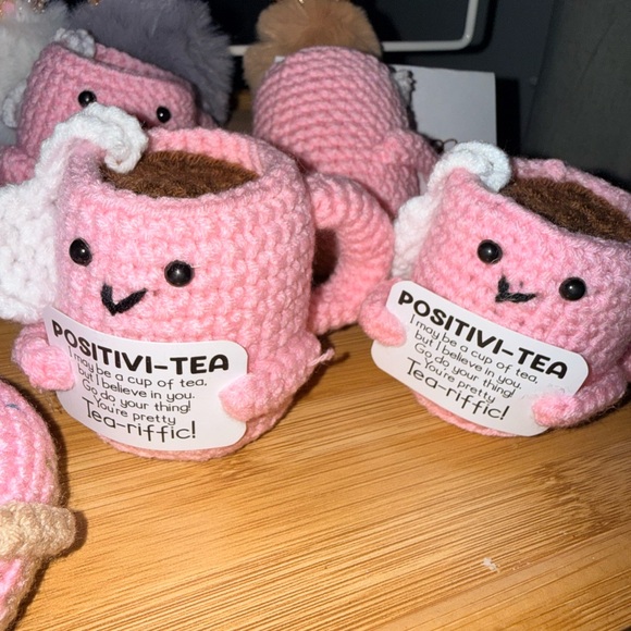 Crocheted Bee Plush with Sunflower, tea cup and donut. Choose 1 - Picture 2 of 3